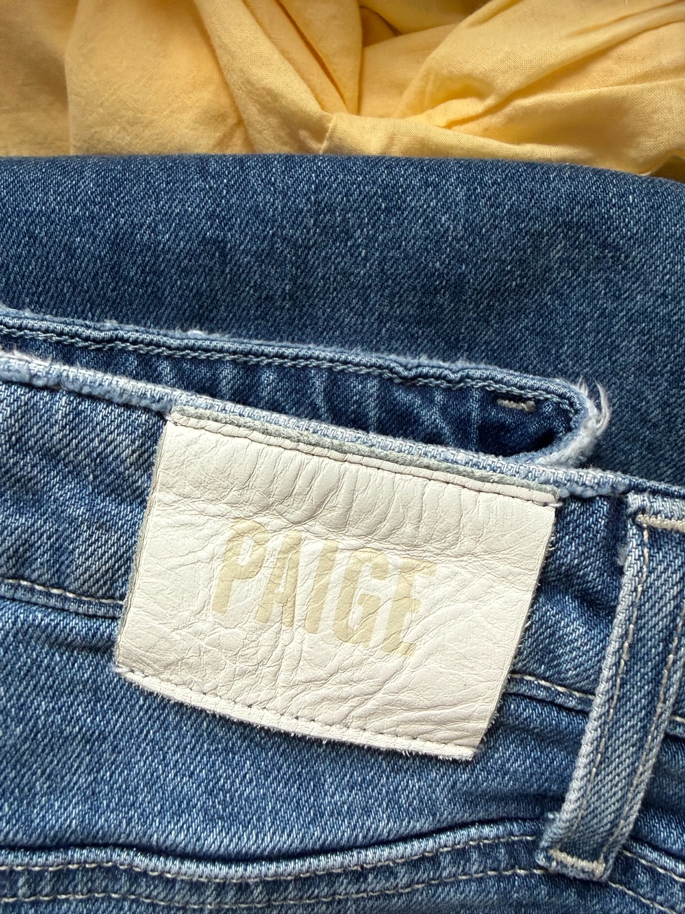 PAIGE Leenah High Waisted Wide Leg Blue Denim Jeans in Volar Distressed (26x32)